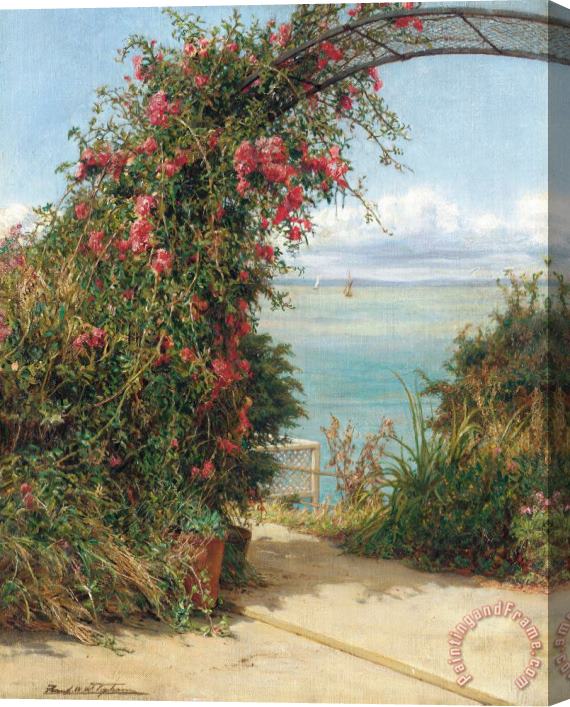 Frank Topham A Garden by the Sea Stretched Canvas Print / Canvas Art