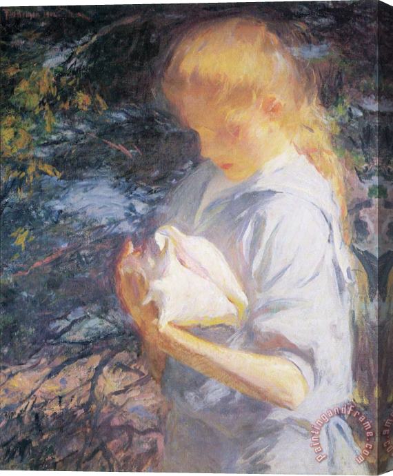 Frank Weston Benson Eleanor Holding a Shell Stretched Canvas Painting / Canvas Art