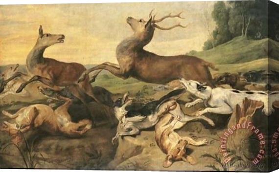 Frans Snyders Dogs hunting deer in a landscape Stretched Canvas Painting / Canvas Art