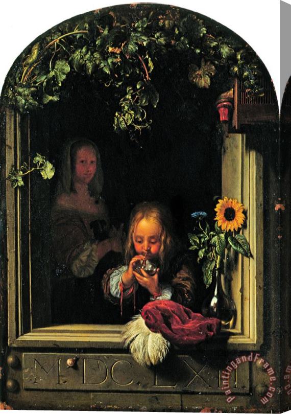 Frans Van Mieris The Elder Boy Blowing Bubbles Stretched Canvas Painting / Canvas Art