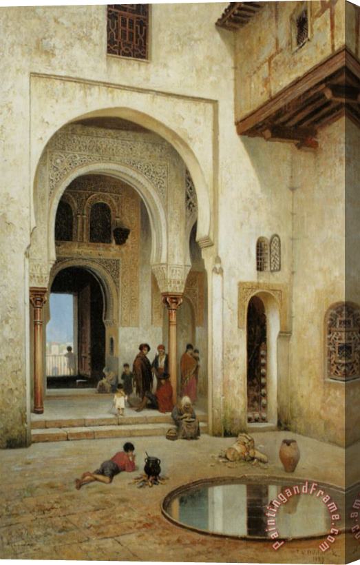 Frans Wilhelm Odelmark A Courtyard in Alhambra Stretched Canvas Painting / Canvas Art