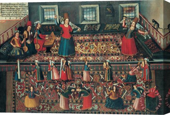 Franz Hermann, Hans Gemminger, Valentin Mueller A Scene From The Turkish Harem Stretched Canvas Print / Canvas Art