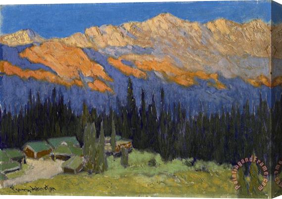 Franz Johnston Cowboy Camp, Sundown, Lake Louise, Alberta Stretched Canvas Print / Canvas Art