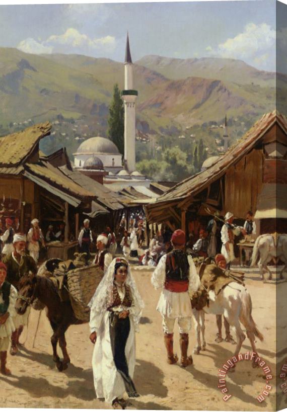 Franz Leo Ruben View of Bascarsija Santajevo Stretched Canvas Painting / Canvas Art