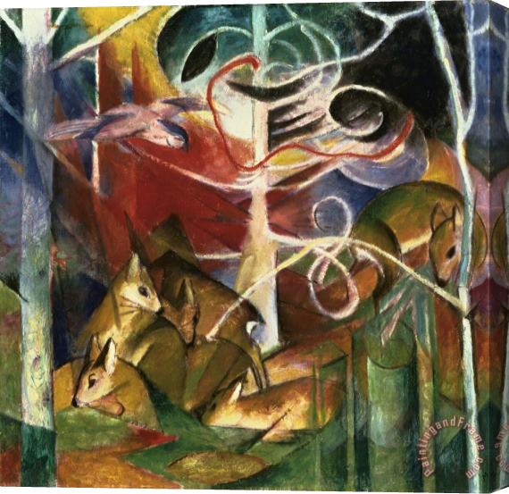 Franz Marc Deer in The Forest I Stretched Canvas Painting / Canvas Art
