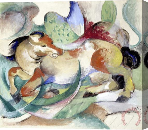 Franz Marc Jumping Horse Stretched Canvas Painting / Canvas Art