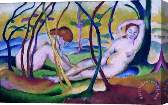 Franz Marc Nudes Under Trees Stretched Canvas Painting / Canvas Art