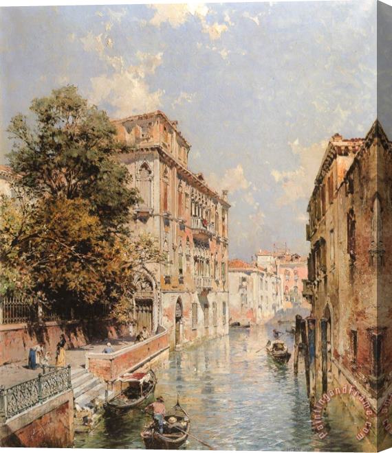 Franz Richard Unterberger A View in Venice, Rio S. Marina Stretched Canvas Painting / Canvas Art