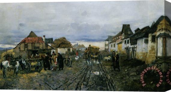 Franz Roubaud Village Traders Stretched Canvas Painting / Canvas Art