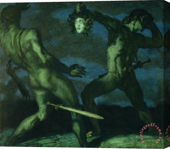 Franz Von Stuck Perseus Turns Phineus To Stone By Brandishing The Head Of Medusa Stretched Canvas Print / Canvas Art