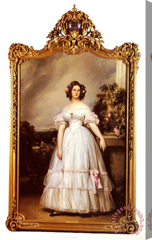Franz Xavier Winterhalter A Full Length Portrait of H.r.h Princess Marie Clementine of Orleans Stretched Canvas Print / Canvas Art