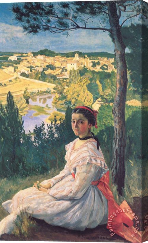 Frederic Bazille View of The Village Stretched Canvas Painting / Canvas Art