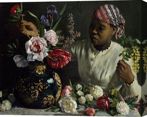 Frederic Bazille Woman With Peonies Stretched Canvas Painting / Canvas Art