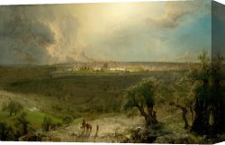 Sermon on The Mount Canvas Prints - Jerusalem From The Mount of Olives by Frederic Edwin Church