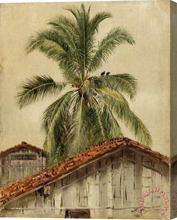 Frederic Edwin Church Palm Trees And Housetops, Ecuador Stretched Canvas Print / Canvas Art