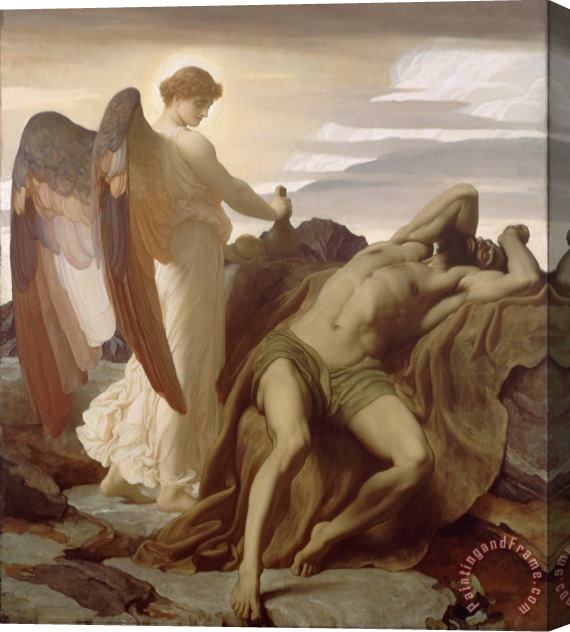 Frederic Leighton Elijah in The Wilderness Stretched Canvas Painting / Canvas Art