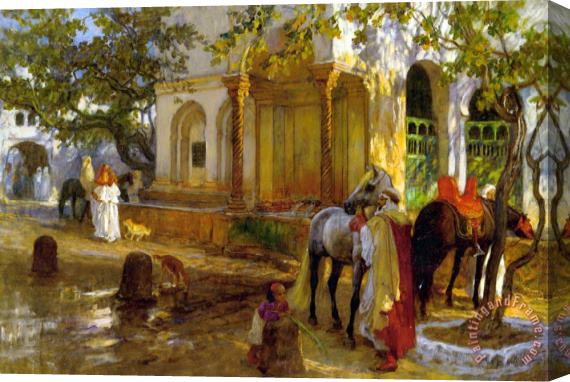 Frederick Arthur Bridgman At The Fountain Stretched Canvas Painting / Canvas Art