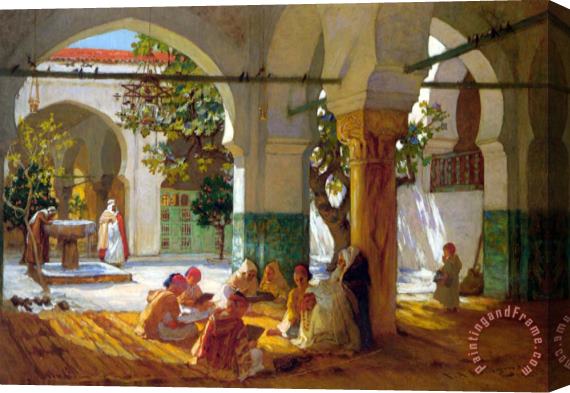 Frederick Arthur Bridgman Learning The Qu'ran Stretched Canvas Painting / Canvas Art