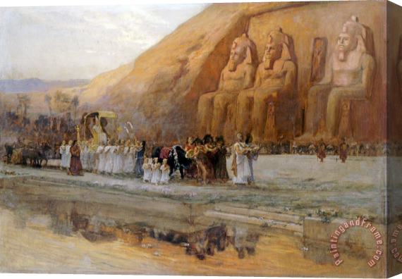 Frederick Arthur Bridgman Temple D'abou Simbel, La Fete Du Pharoan Stretched Canvas Painting / Canvas Art