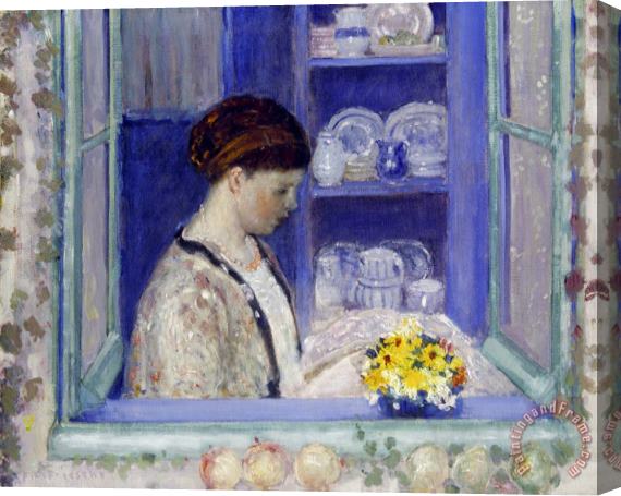 Frederick Carl Frieseke Mrs. Frieseke at The Kitchen Window Stretched Canvas Painting / Canvas Art