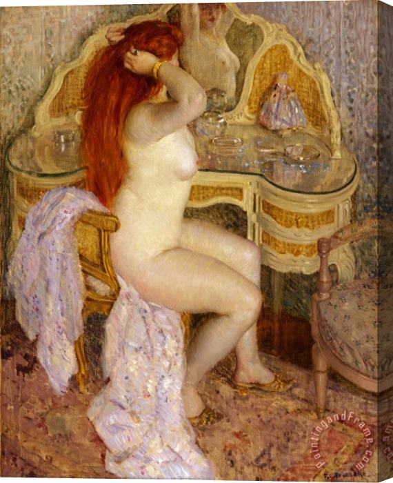 Frederick Carl Frieseke Nude Seated at Her Dressing Table Stretched Canvas Print / Canvas Art
