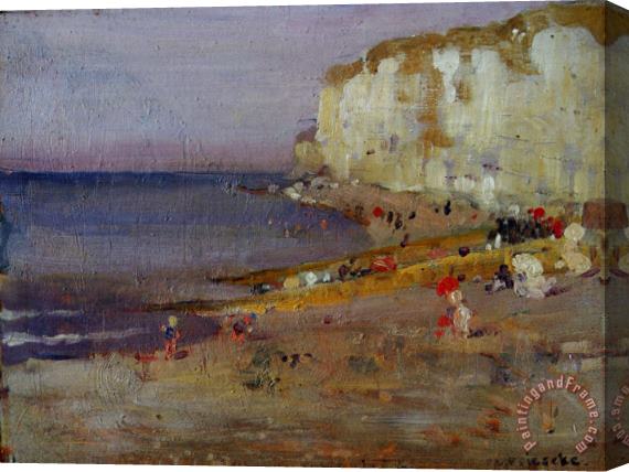 Frederick Carl Frieseke On The Beach at Dieppe Stretched Canvas Print / Canvas Art