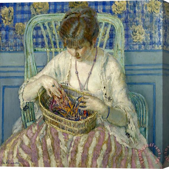 Frederick Carl Frieseke Unraveling Silk Stretched Canvas Painting / Canvas Art