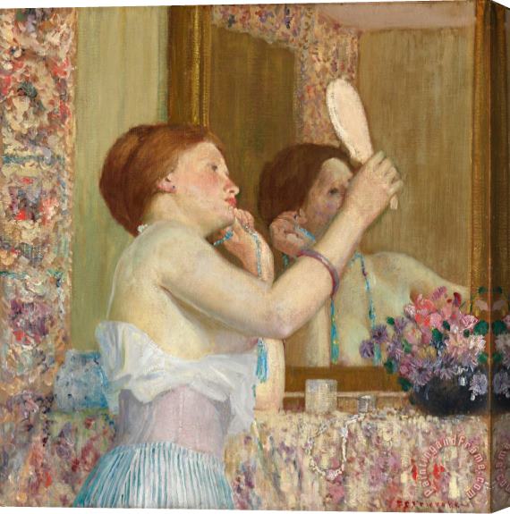 Frederick Carl Frieseke Woman with a Mirror Stretched Canvas Painting / Canvas Art