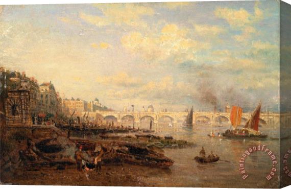 Frederick Nash The Thames And Waterloo Bridge From Somerset House Stretched Canvas Print / Canvas Art