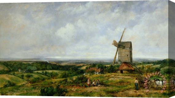 Frederick Waters Watts Landscape With Figures By A Windmill Stretched Canvas Painting / Canvas Art