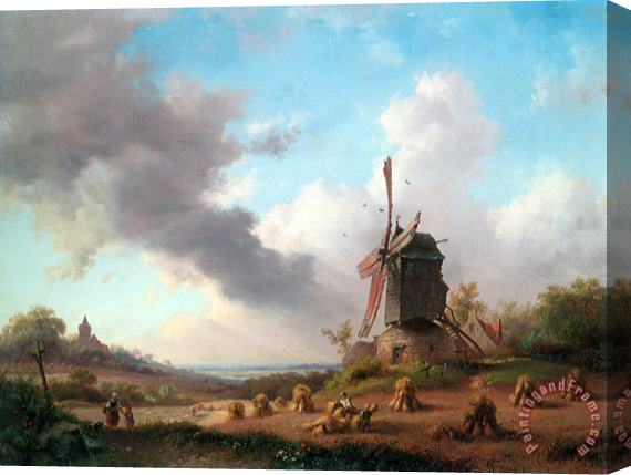 Frederik Marianus Kruseman Summer Landscape with Harvesting Farmers Stretched Canvas Painting / Canvas Art