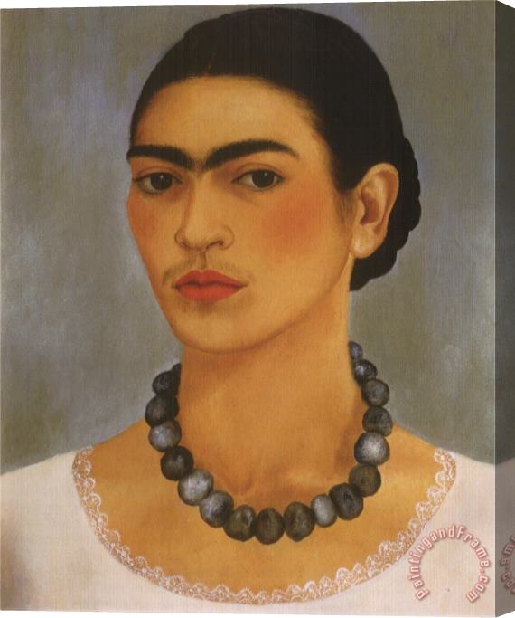 Frida Kahlo Self Portrait with Necklace 1933 Stretched Canvas Print / Canvas Art