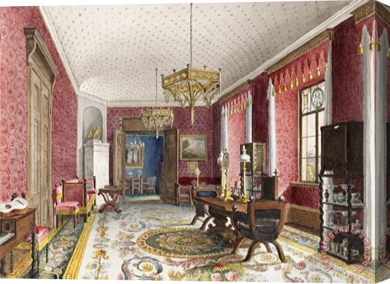 Friedrich Wilhelm Klose The Red Room, Schloss Fischbach Stretched Canvas Print / Canvas Art