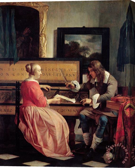 Gabriel Metsu A Man and a Woman Seated by a Virginal Stretched Canvas Print / Canvas Art