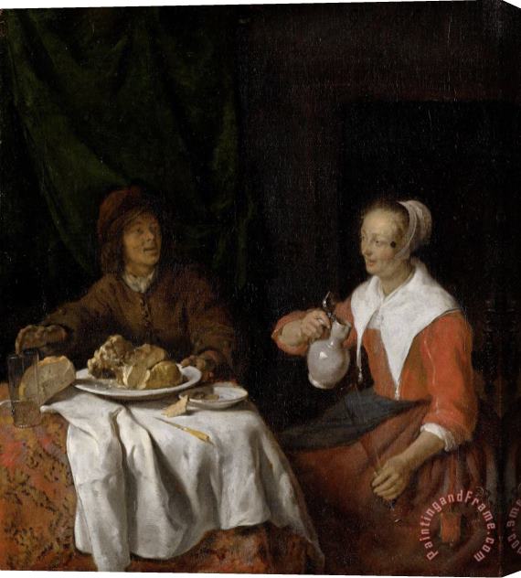 Gabriel Metsu Man And Woman at a Meal Stretched Canvas Painting / Canvas Art