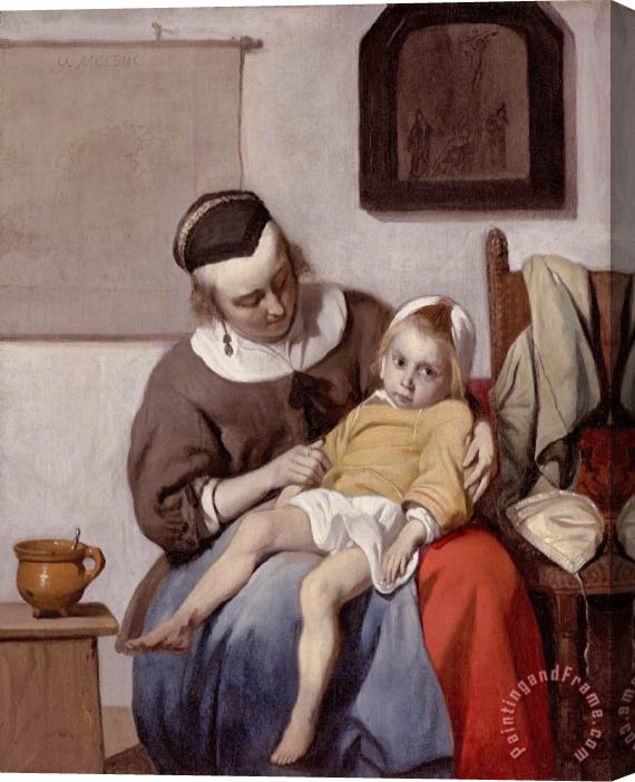 Gabriel Metsu The Sick Child Stretched Canvas Painting / Canvas Art