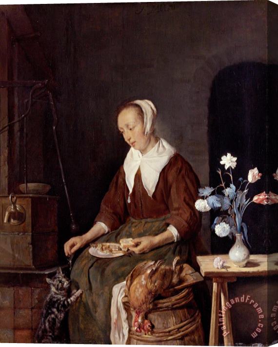 Gabriel Metsu Woman Eating Stretched Canvas Painting / Canvas Art