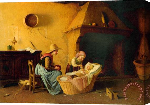 Gaetano Chierici Feeding The Baby Stretched Canvas Print / Canvas Art