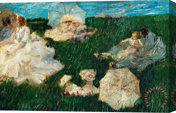 Gaetano Previati Woman With Children In Garden Stretched Canvas Print / Canvas Art