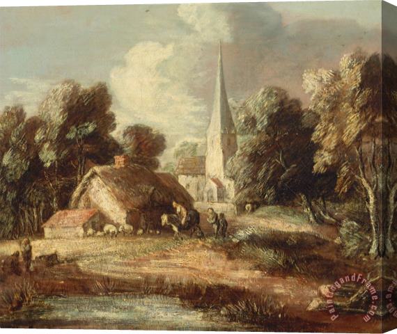 Gainsborough, Thomas Landscape with Cottage And Church Stretched Canvas Painting / Canvas Art