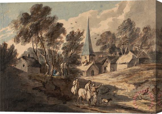 Gainsborough, Thomas Travellers on Horseback Approaching a Village with a Spire Stretched Canvas Print / Canvas Art