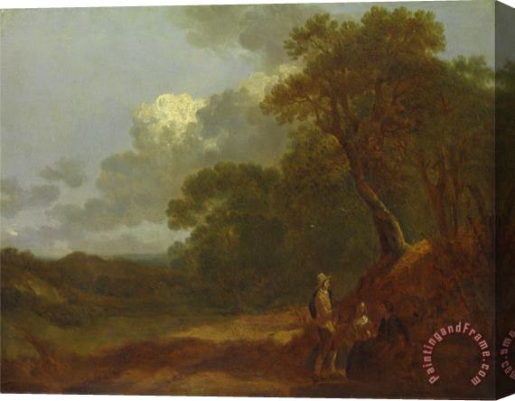 Gainsborough, Thomas Wooded Landscape with a Man Talking to Two Seated Women Stretched Canvas Painting / Canvas Art