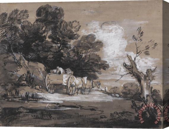 Gainsborough, Thomas Wooded Landscape with Country Cart And Figures Stretched Canvas Painting / Canvas Art
