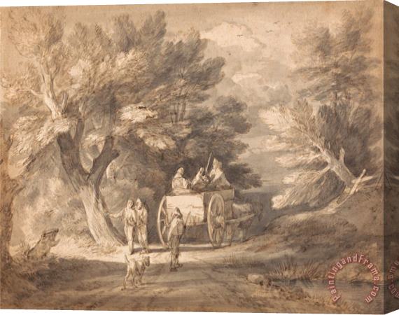 Gainsborough, Thomas Wooded Landscape with Country Cart And Figures Walking Down a Lane Stretched Canvas Print / Canvas Art