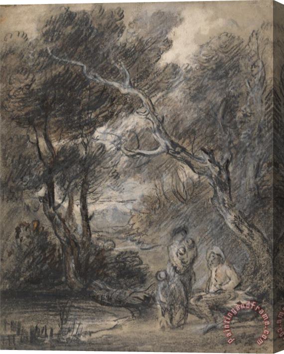 Gainsborough, Thomas Wooded Landscape with Figures Stretched Canvas Painting / Canvas Art