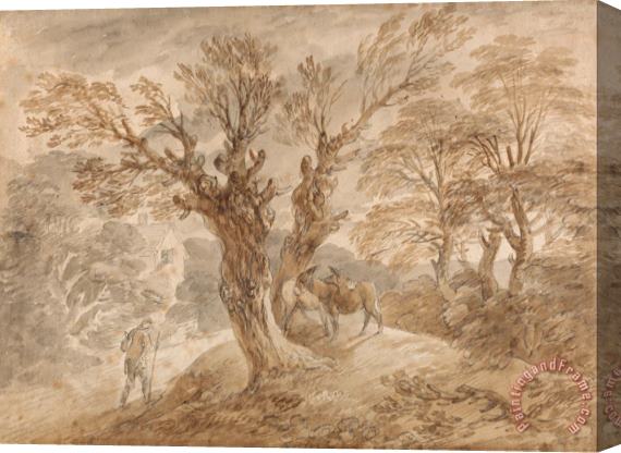 Gainsborough, Thomas Wooded Landscape with Peasant And Donkeys Stretched Canvas Painting / Canvas Art
