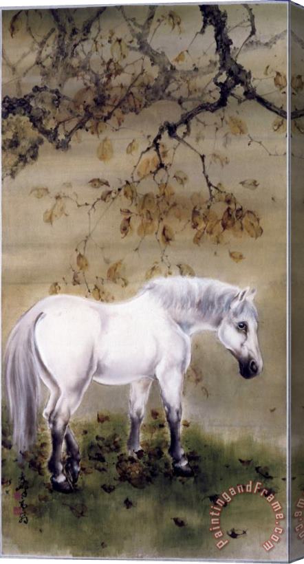 Gao Qifeng White Horse Stretched Canvas Painting / Canvas Art