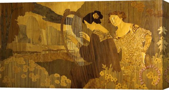 Gaspar Homar Dues Noies Assegudes a La Vora De L'estany, Cap a 1905 Stretched Canvas Print / Canvas Art