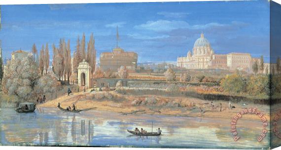 Gaspar van Wittel View of The Castel Sant'angelo And The Vatican Seen From Prati Di Castello Stretched Canvas Print / Canvas Art