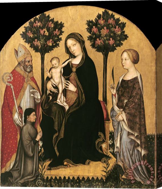 Gentile da Fabriano Mary Enthroned with The Child, Saints And a Donor Stretched Canvas Print / Canvas Art